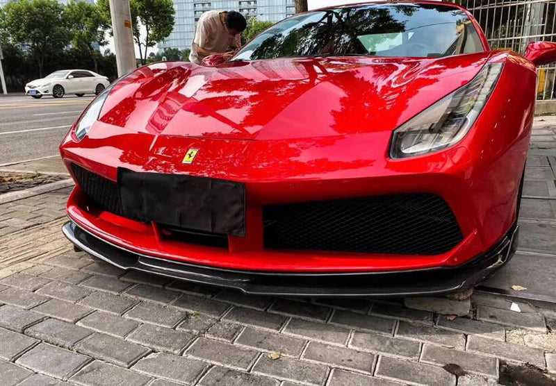 V Style Carbon Fiber Front Lip - Ferrari 488 GTB.