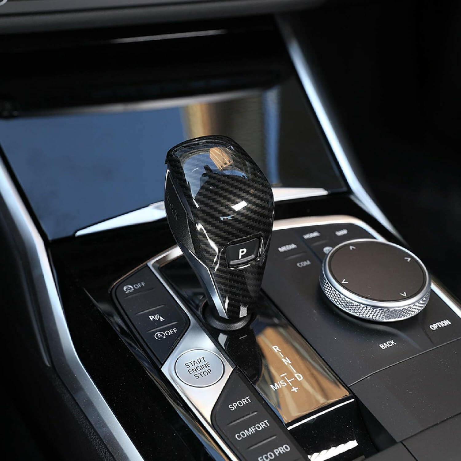gear shifter bmw Carbon Fiber Shifter Knob Cover Trim - G01 X3/G02 X4/G20 3 Series/G22,