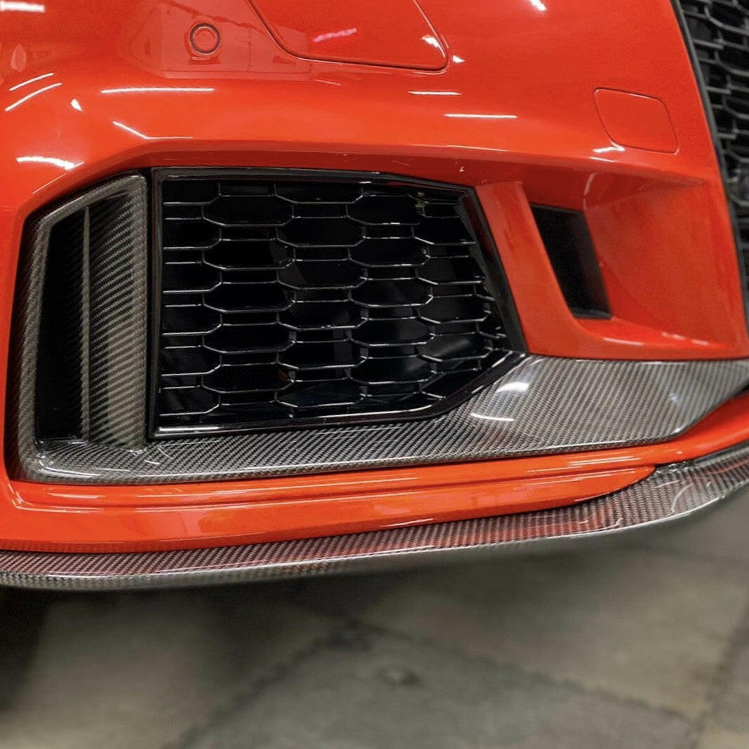 Carbon Fiber Front Bumper Trim - Audi RS3 (2017-2020).