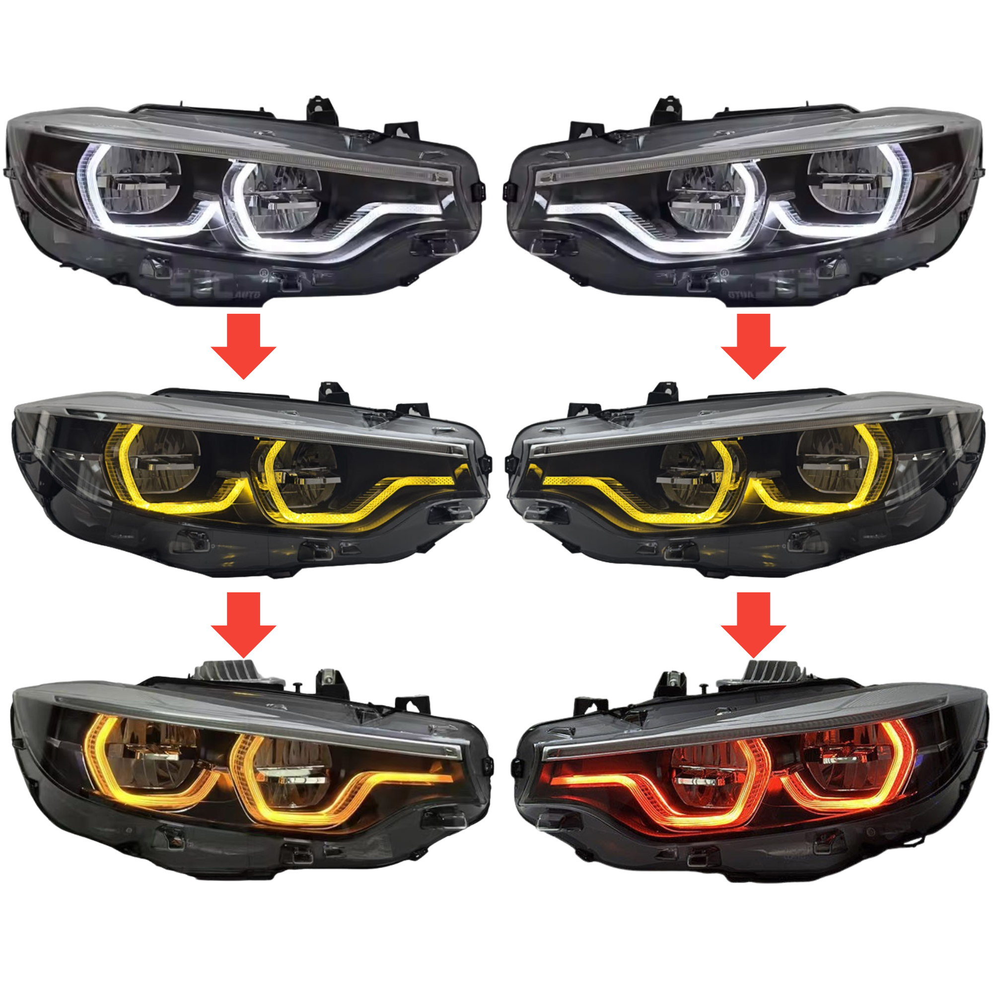 Tricolor LCI Style LED Headlights - BMW F80 M3, F82/F83 M4 & F32/F33/F36 4 SERIES