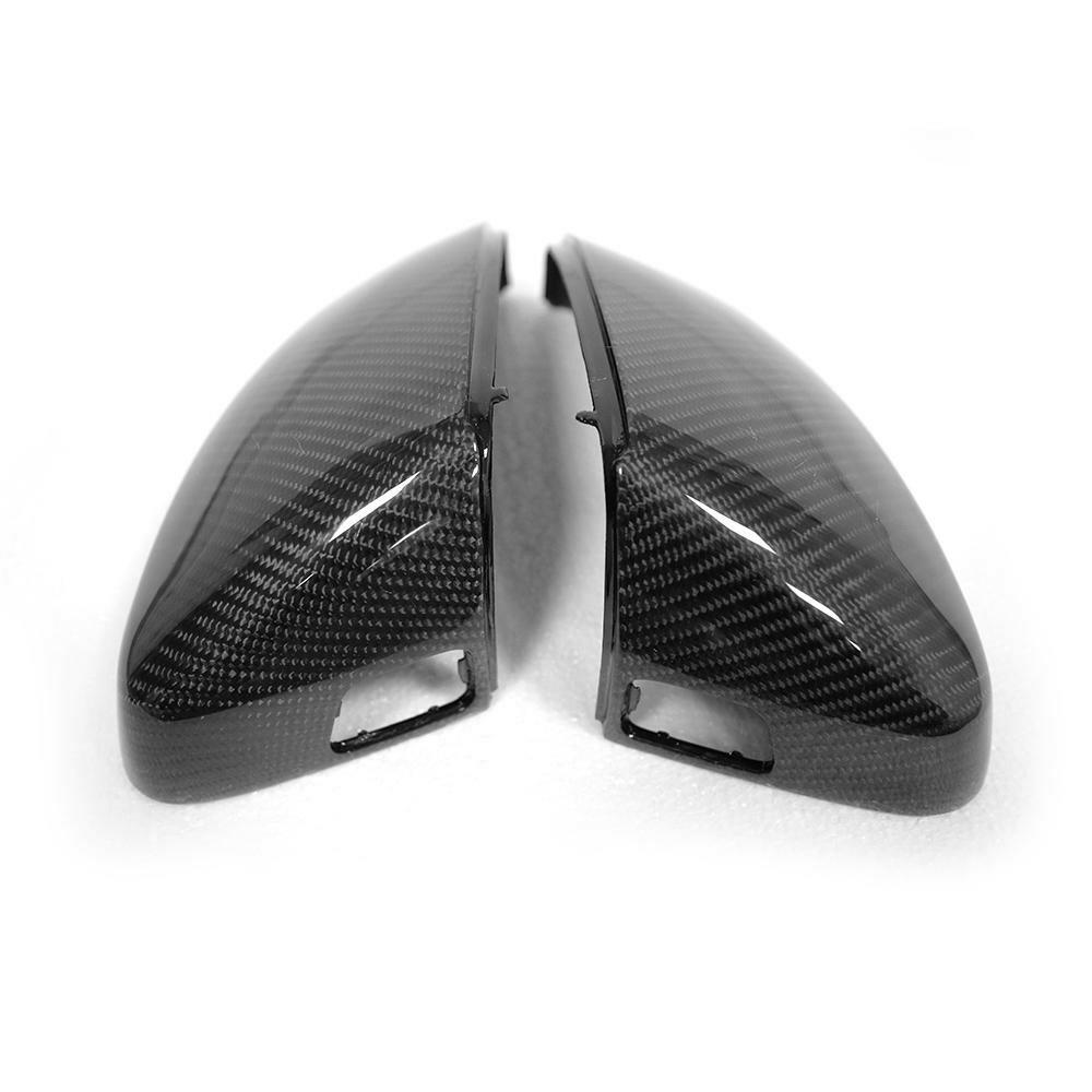 Carbon Fiber Side Mirror Cover Caps For Audi A3 / S3 / RS3 (2014-2020) – Gloss Black W/ Lane Assist Hole