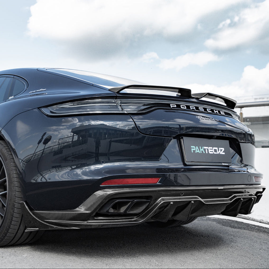 Paktechz Carbon Fiber Rear Diffuser w/ Splitters - Porsche Panamera (971)