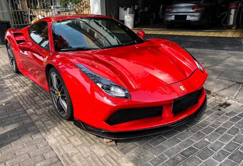 V Style Carbon Fiber Front Lip - Ferrari 488 GTB.
