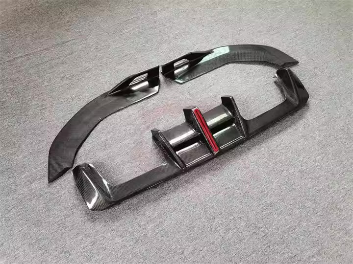 2 In 1 AE Style Carbon Fiber LED Rear Diffuser And Splitters - G80 M3 | G82/G83 M4 - Euro Auto Design