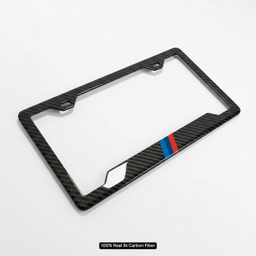 BMW M Stripes Carbon Fiber License Plate Frame