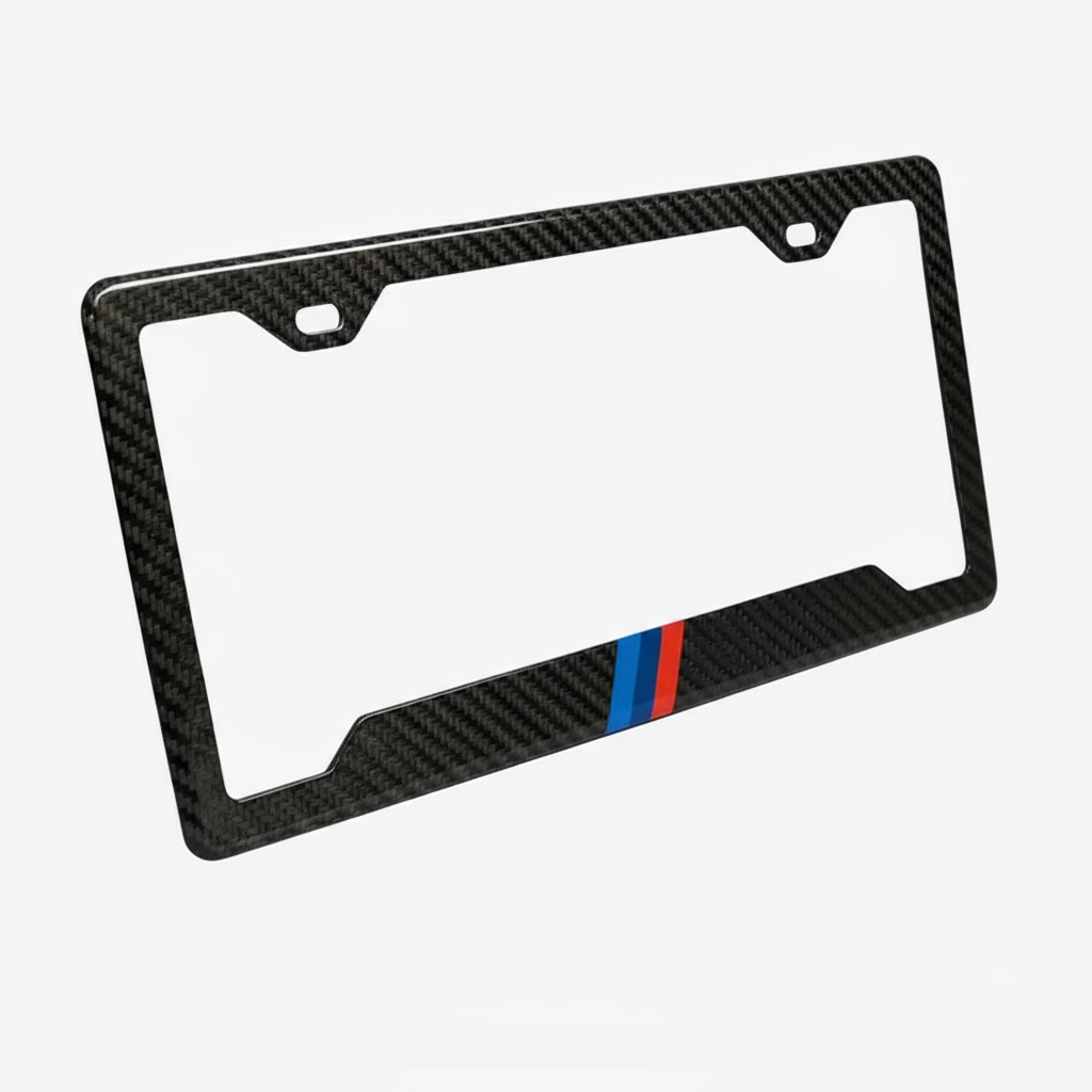 BMW M Stripes Carbon Fiber License Plate Frame