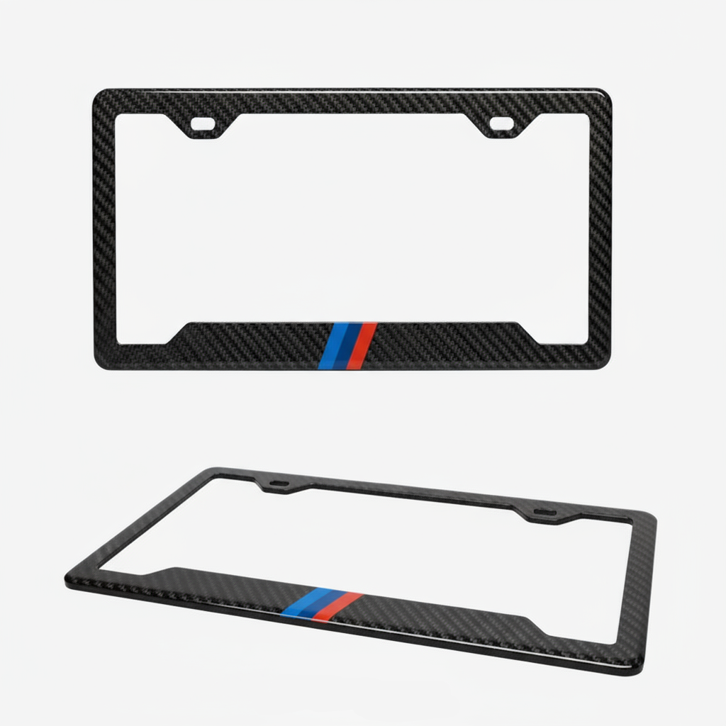 BMW M Stripes Carbon Fiber License Plate Frame