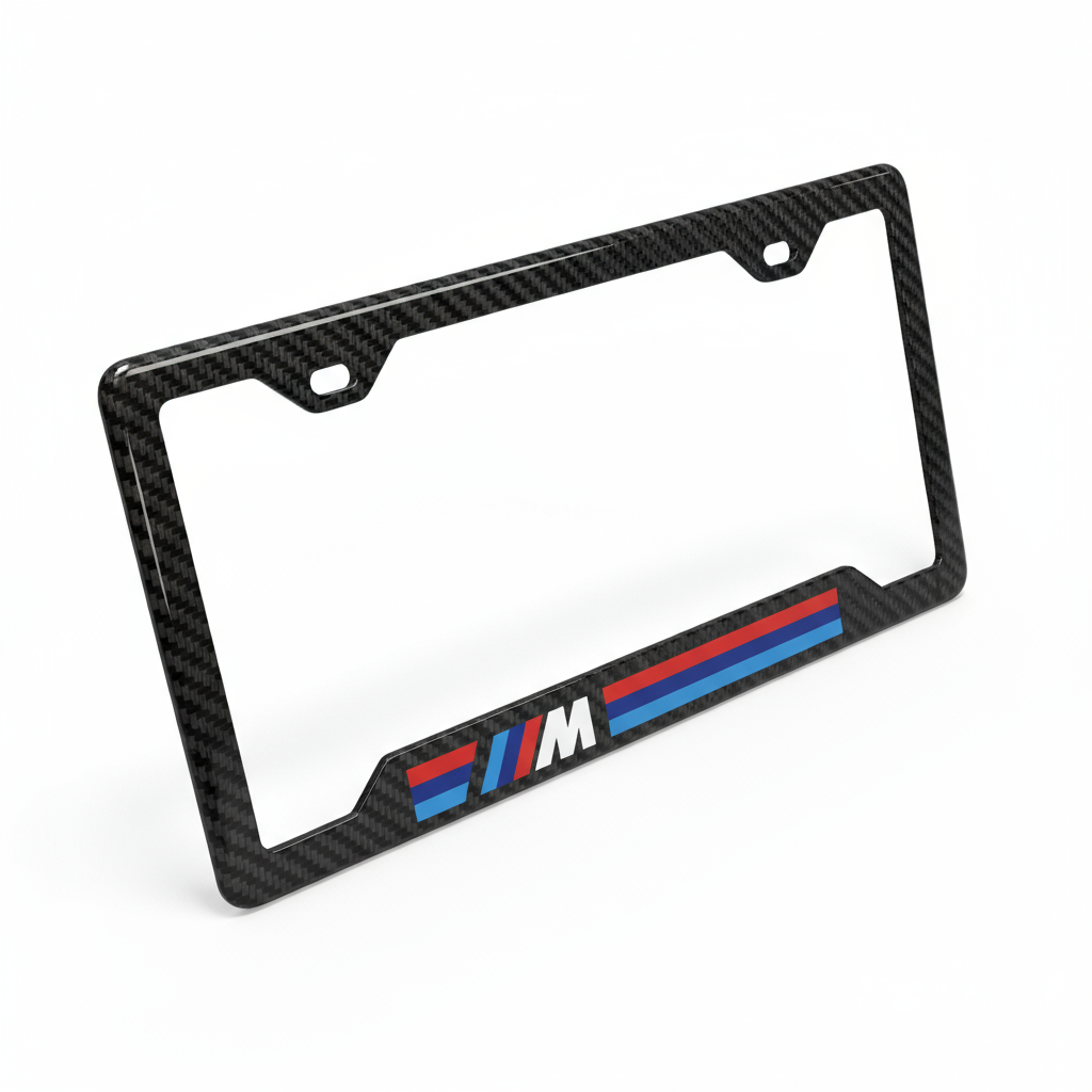 BMW Tri-Color Style Carbon Fiber License Plate Frame