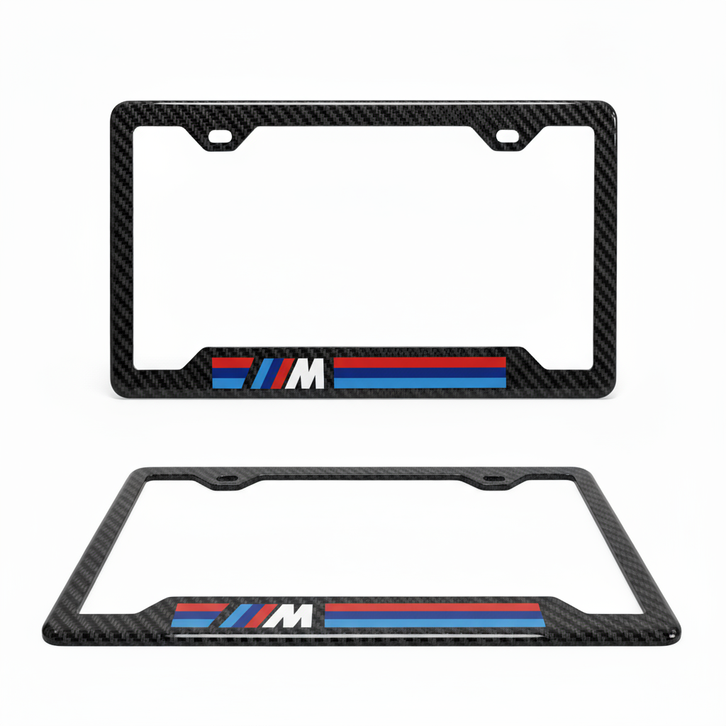 BMW Tri-Color Style Carbon Fiber License Plate Frame