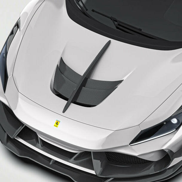 Paktechz Carbon Fiber Hood Vent Trim - Ferrari F8 Tributo.